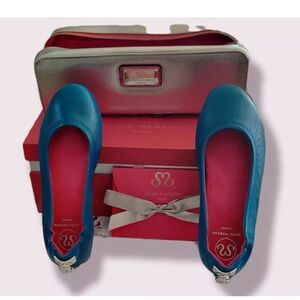 Soto Massini Italian Leather Blue Ballet Flats EU 37